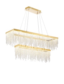 IL32876  Bano Rectangular Dimmable 2 Tier Pendant 65W LED French Gold